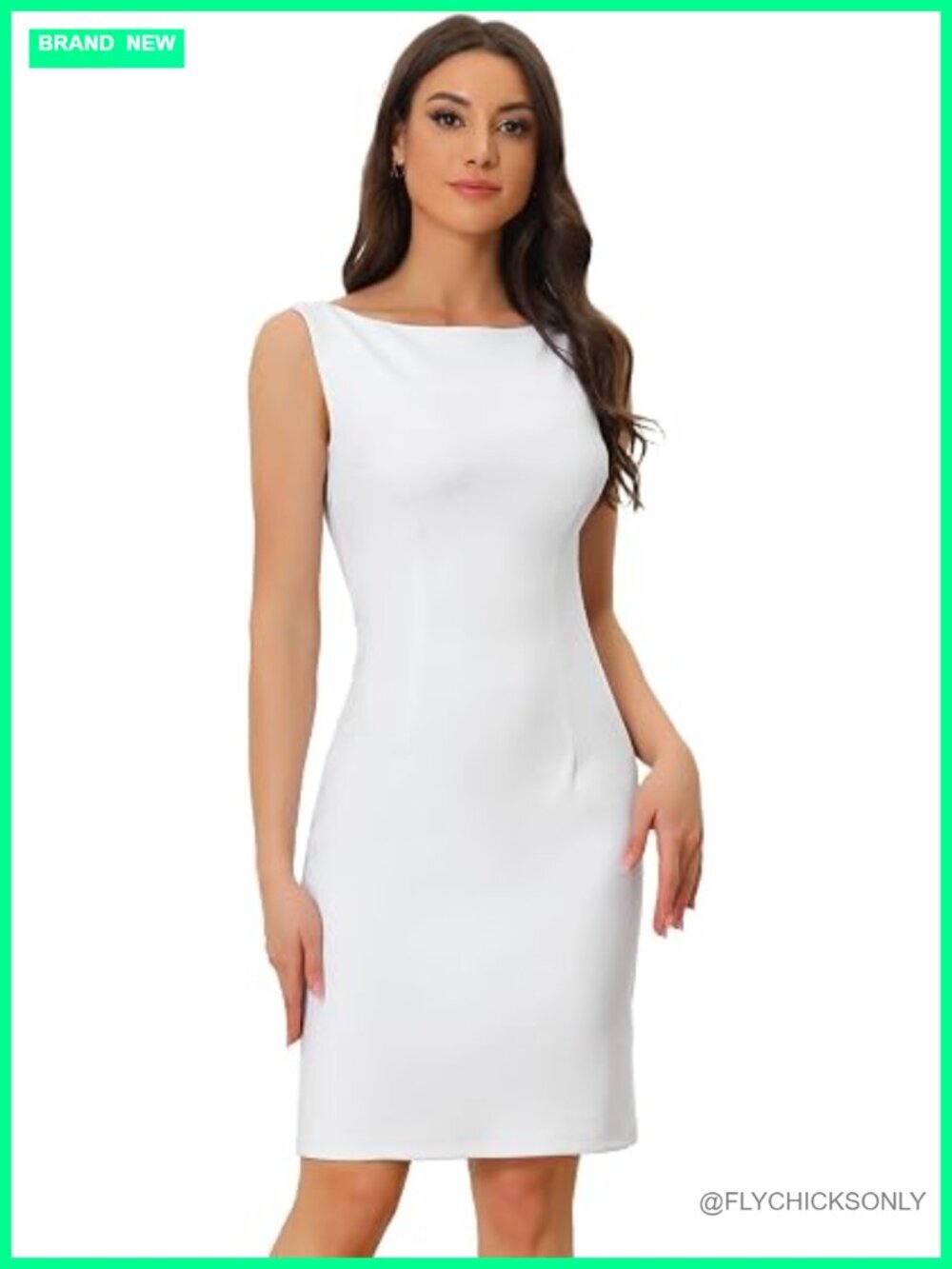 Sleeveless Boat Neck Sheath Dress for Work Office Wedding Guest